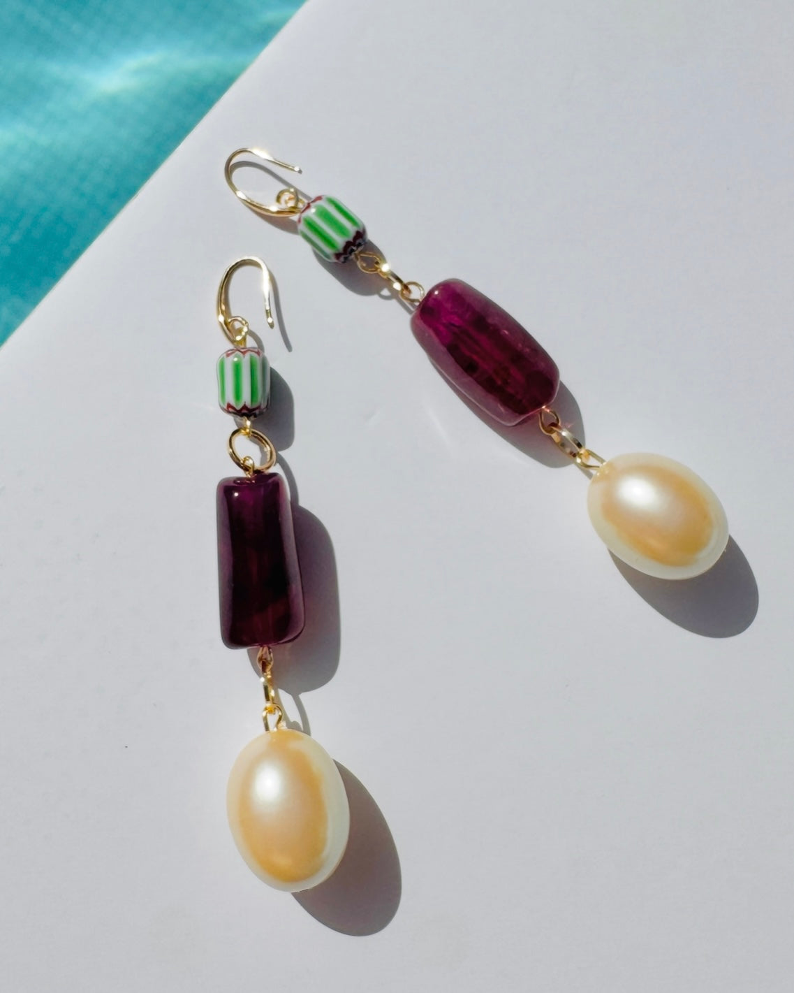 Izumi vintage Japanese imitation pearl + crystal drop earrings