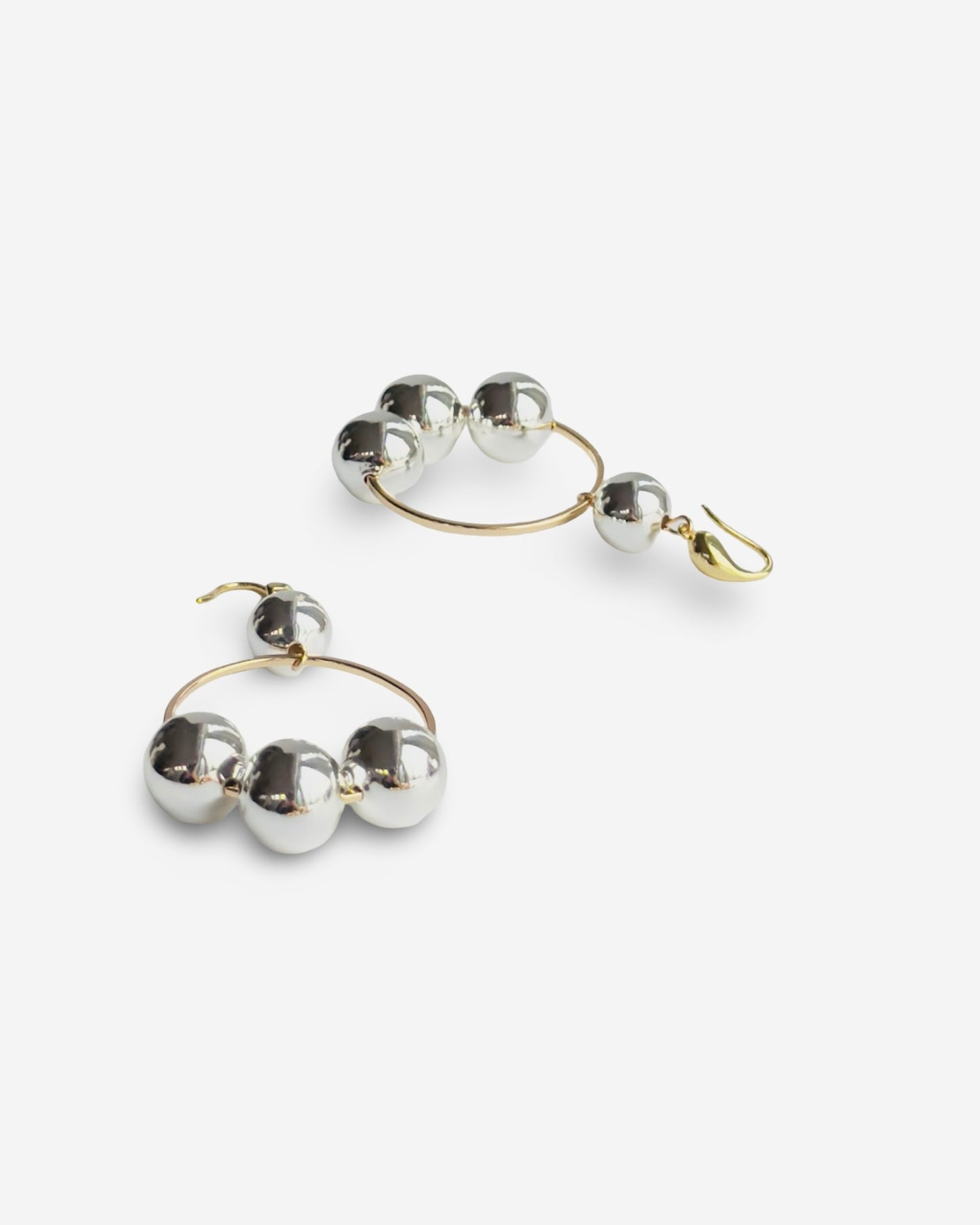 Maline silver gold drop hoop earrings