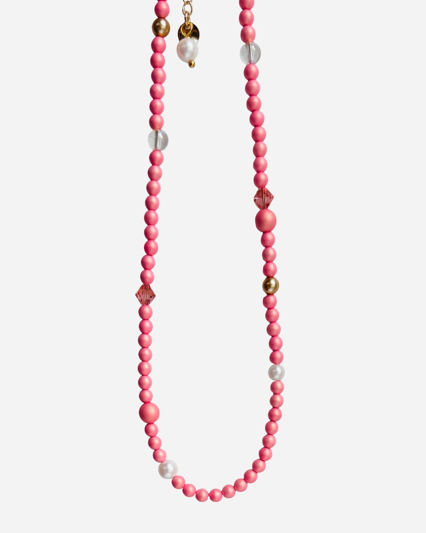 Sherbet drop soft pink crystal pearl chocker