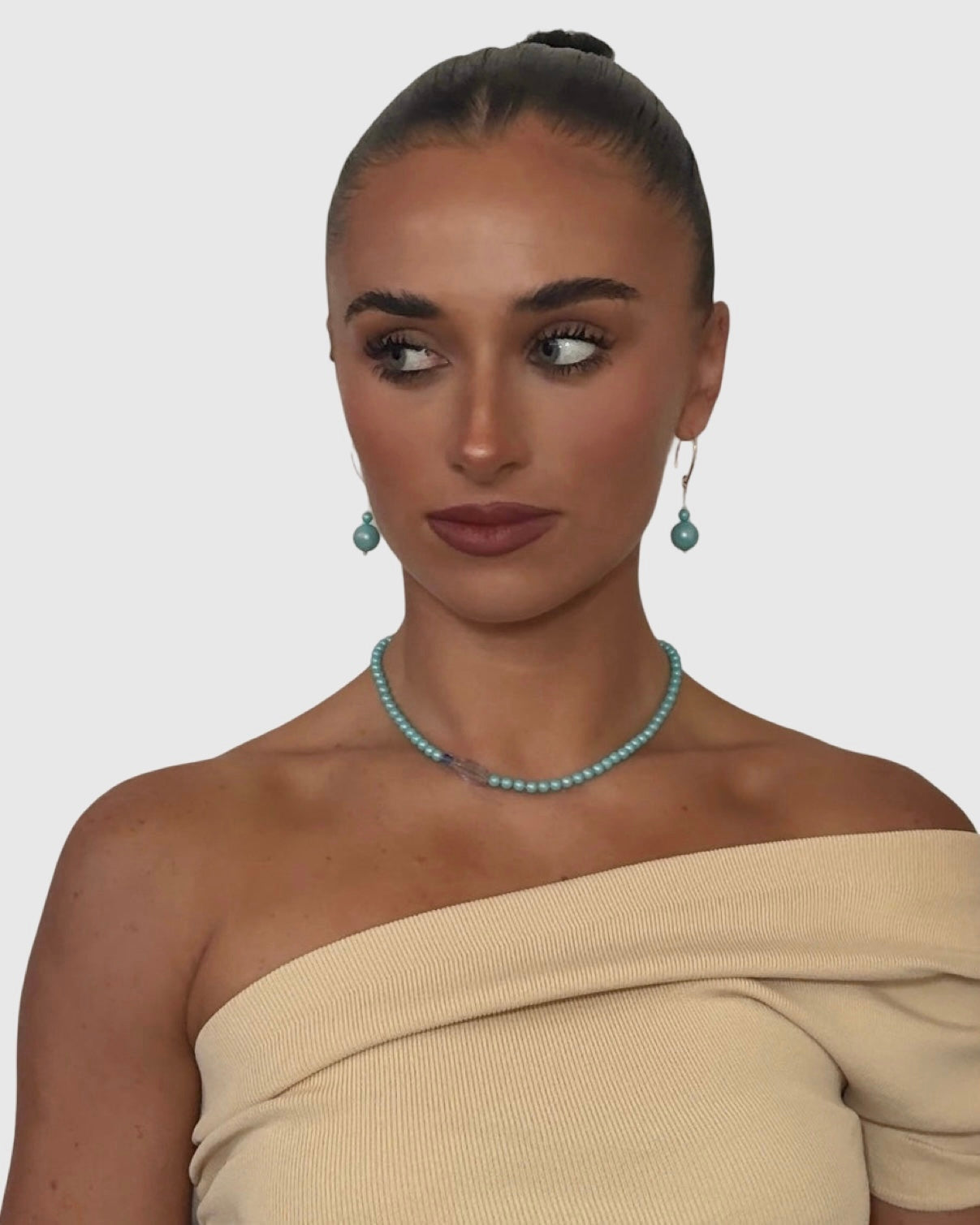 Glenda Seafoam Crystal Pearl + Crystal Necklace