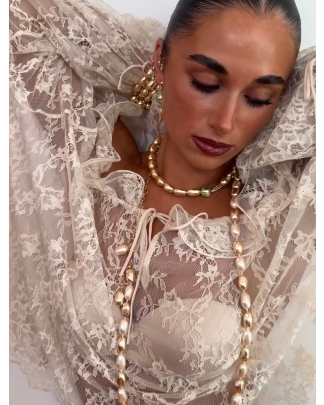 Sabrina long drop vintage Japanese lucite beaded necklace