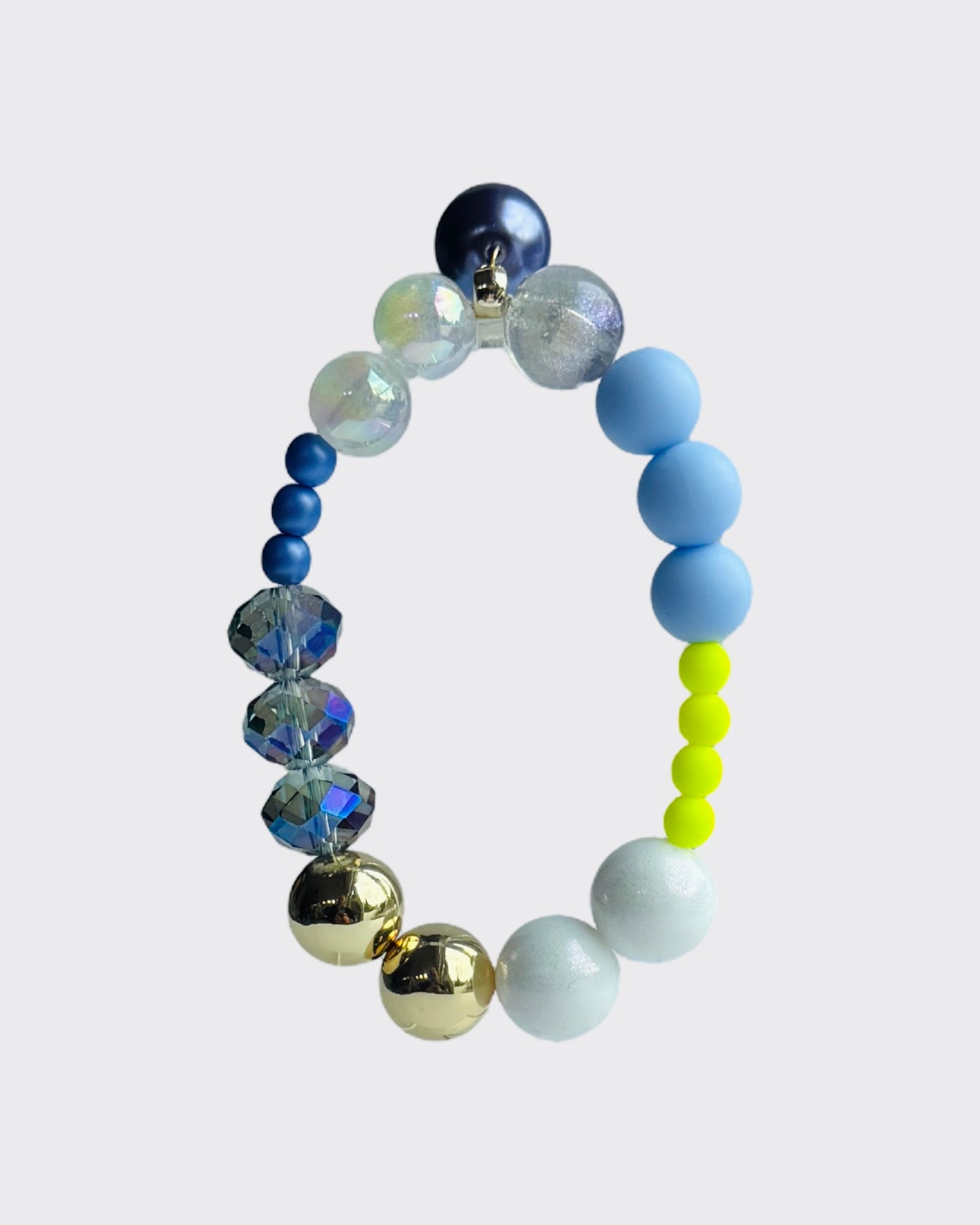Mimi Luxe blue skies neon yellow beaded bracelet