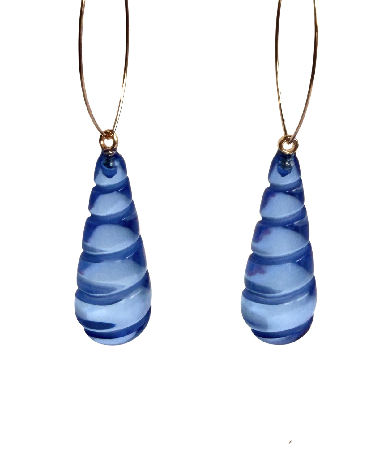 Twist Drop Cobalt Blue 14K Gold Plated Earrings