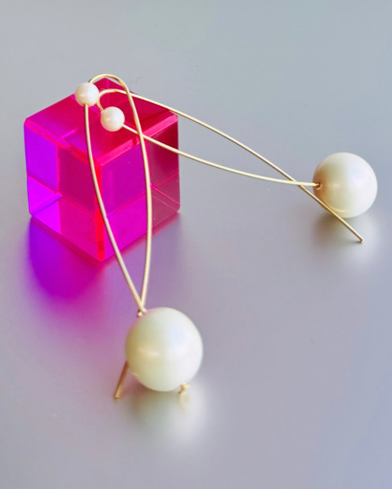 Lola blush large crystal pearl drop earrings