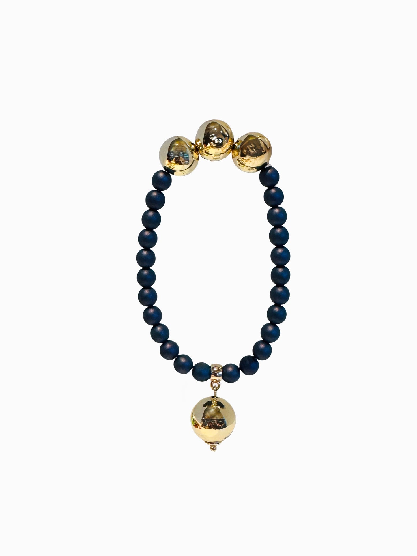 Betty boo deepest blue crystal gold bracelet, gold drop charm
