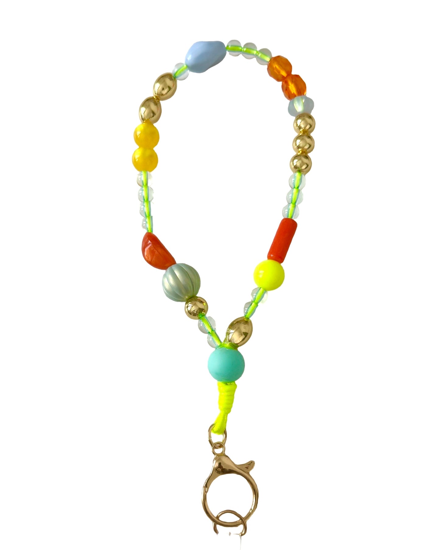 Tutti Frutti Colour Pop Phone Wrist Strap – Neon, Vintage Lucite + Gold Beads