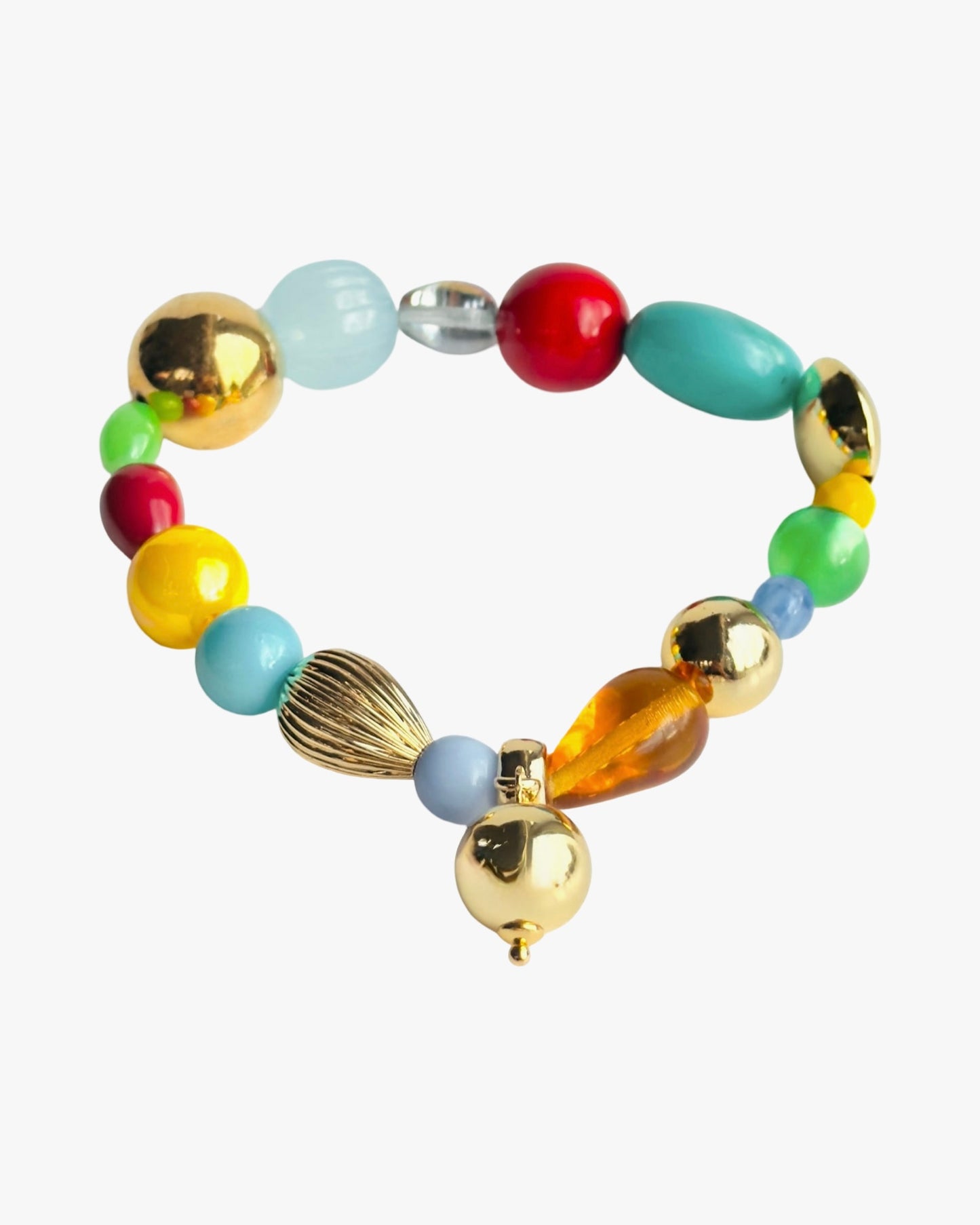 Fiesta gold, crystal, lucite + vintage beaded bracelet