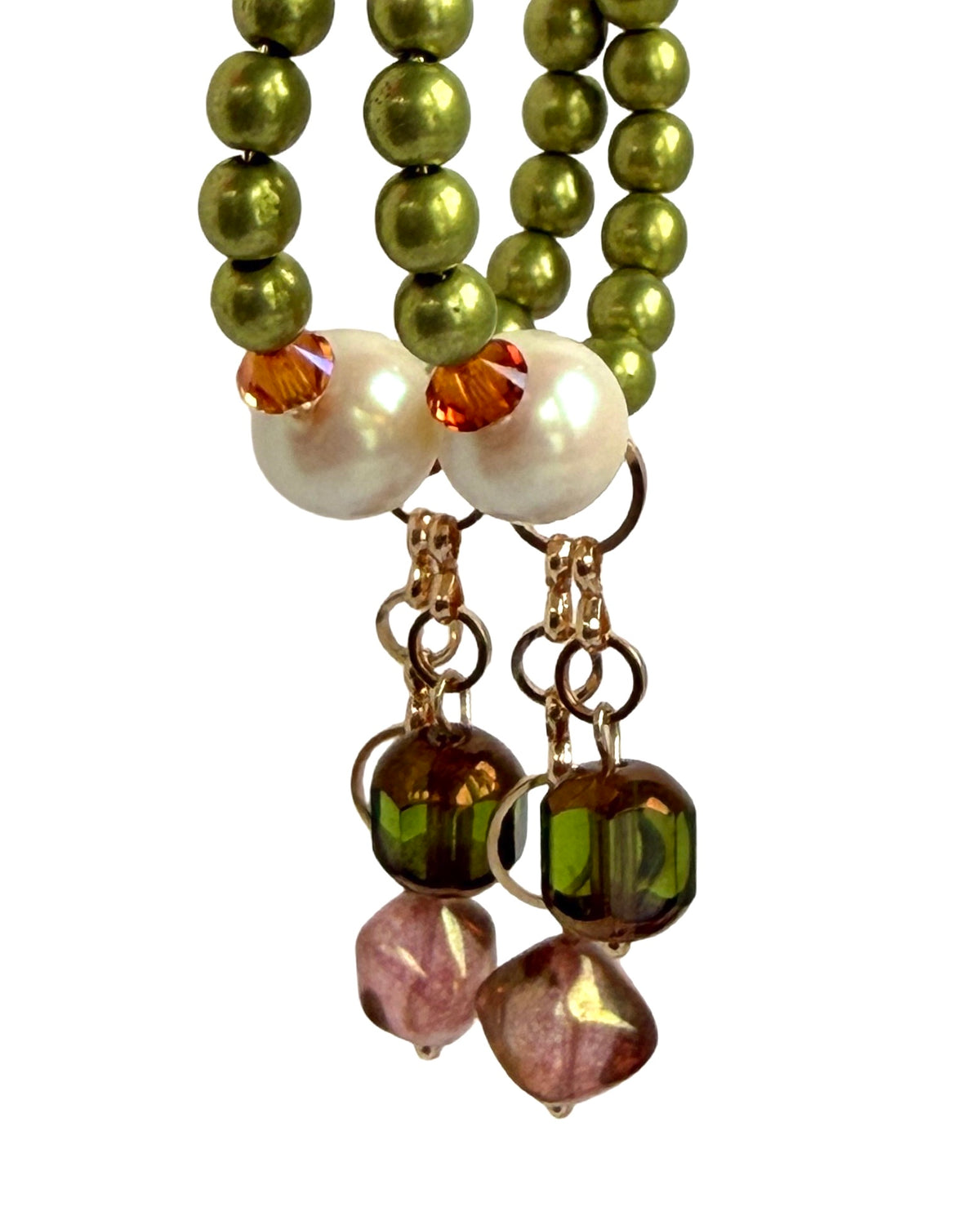 Bambi Olive Crystal Multi Wear Drop Hoops