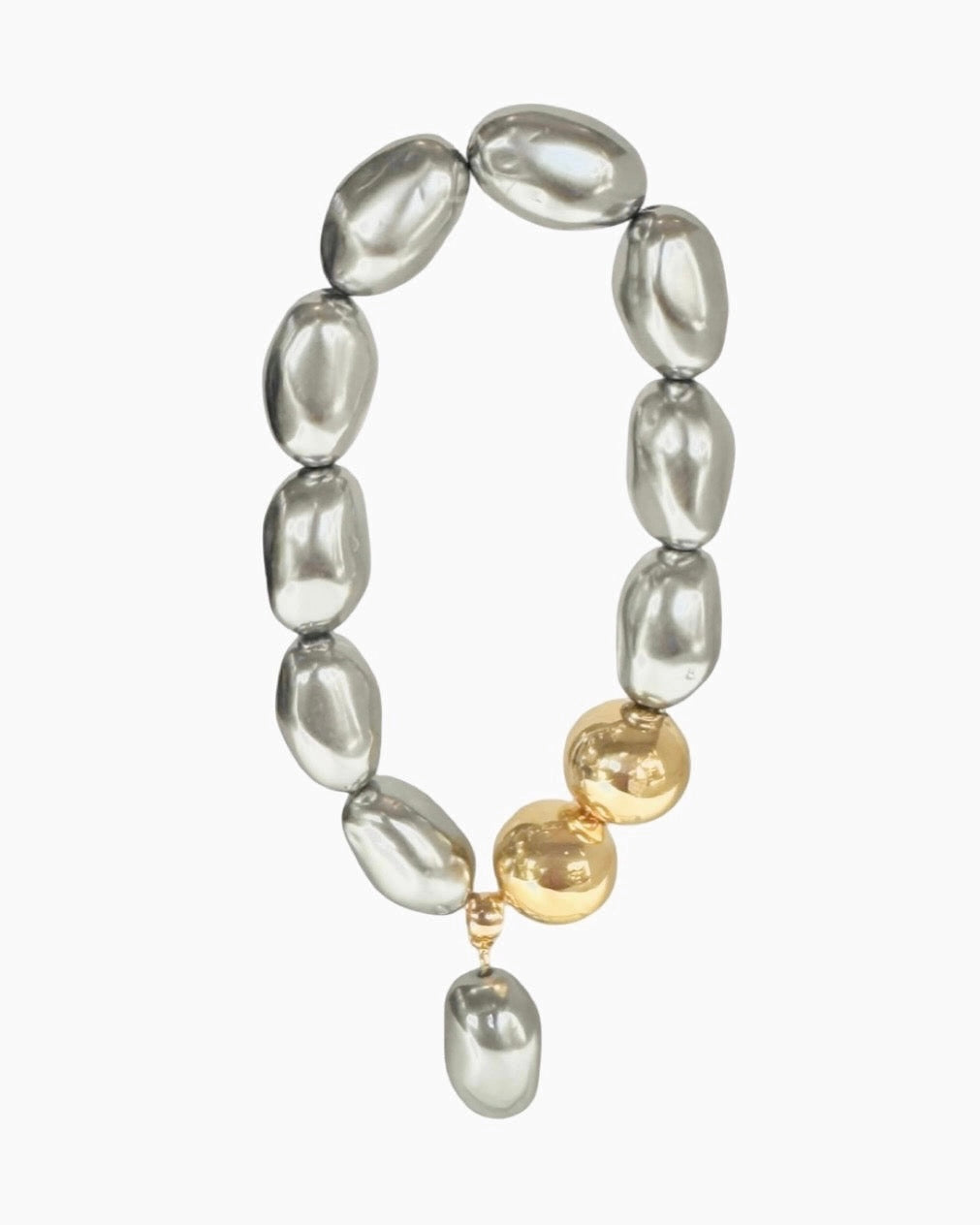 Alba Japanese lucite vintage grey pearl + gold bracelet
