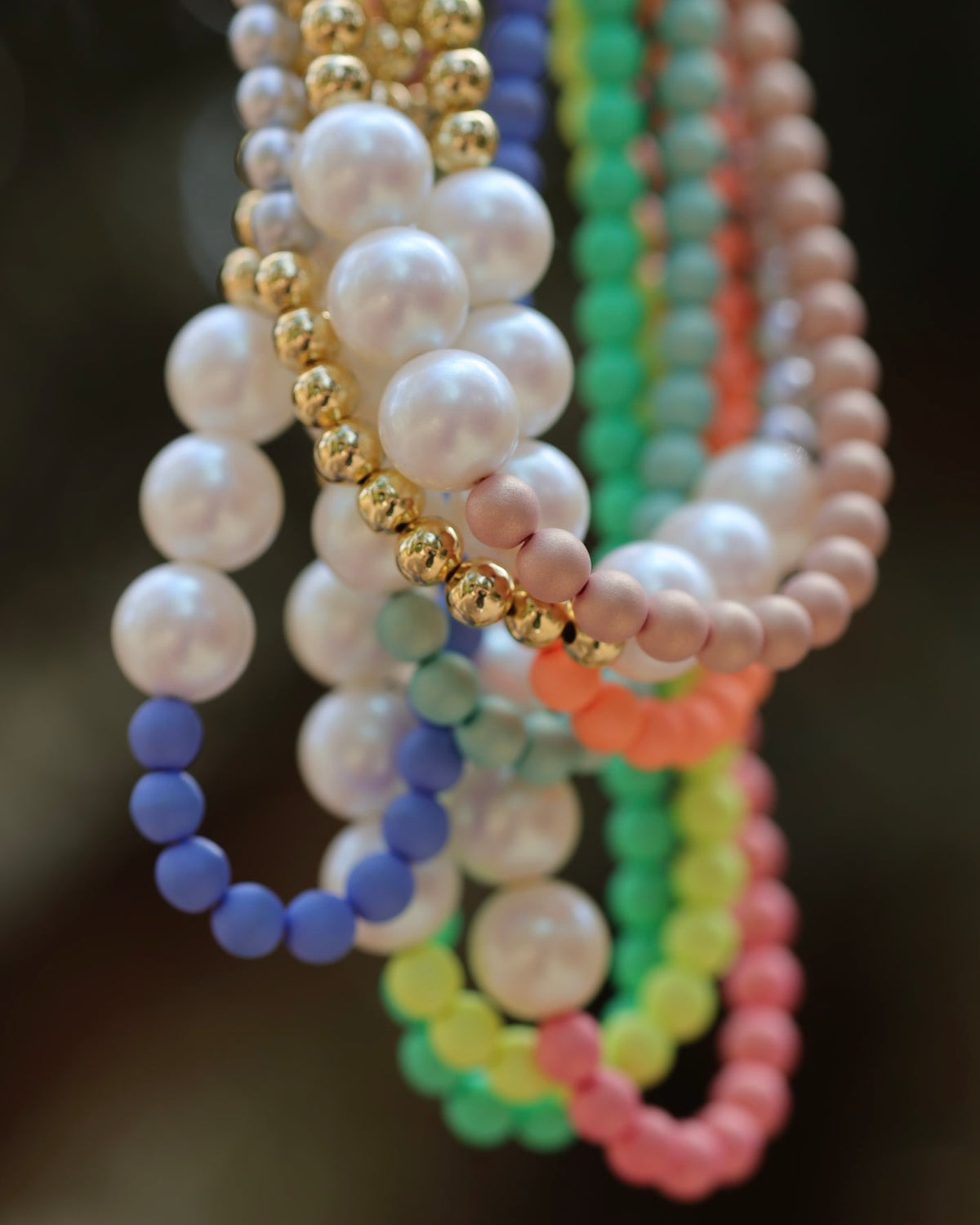 Bonnie bell cornflower blue crystal pearl + gold necklace