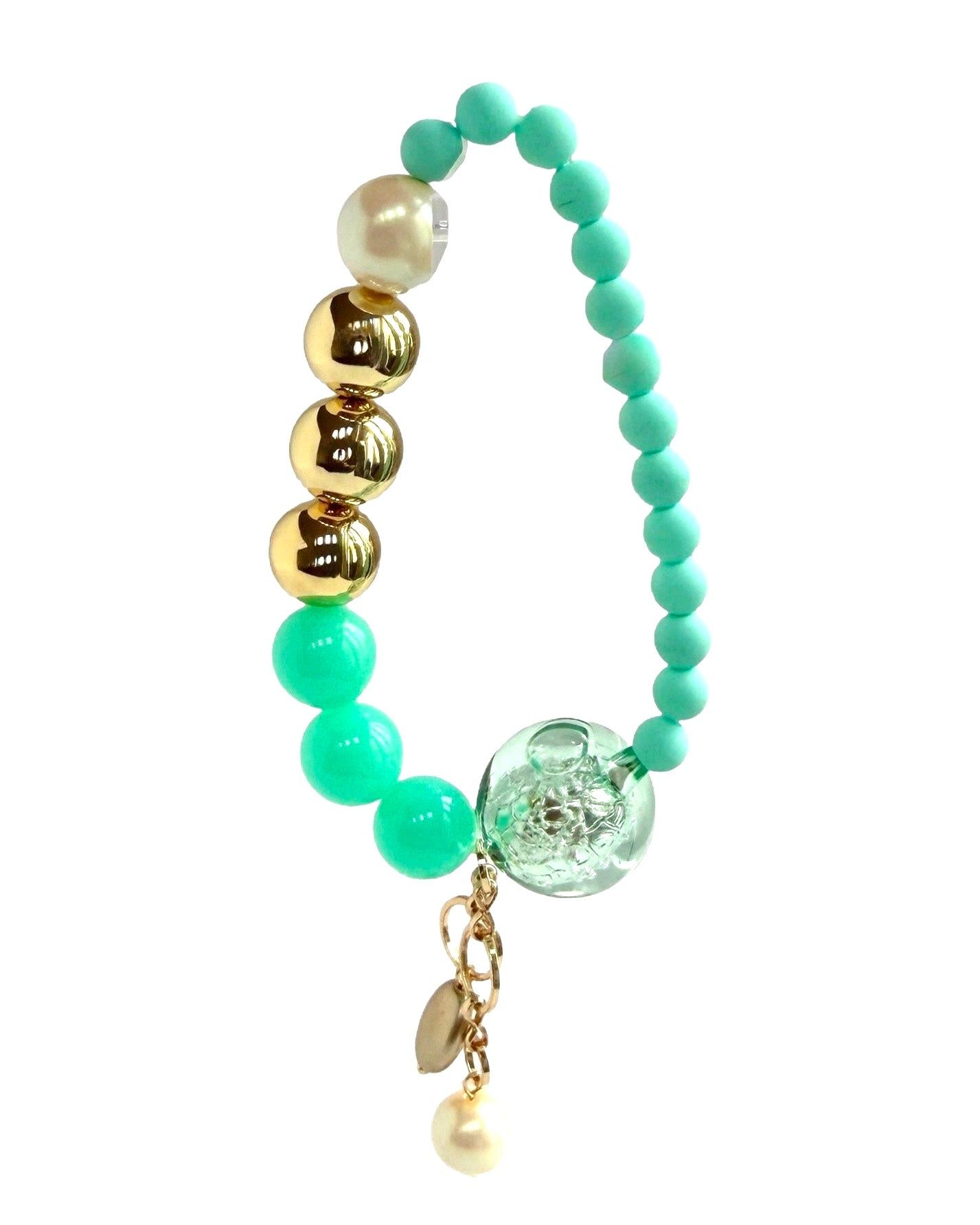 Neona Crystal, gold + lucite beaded gold bracelet