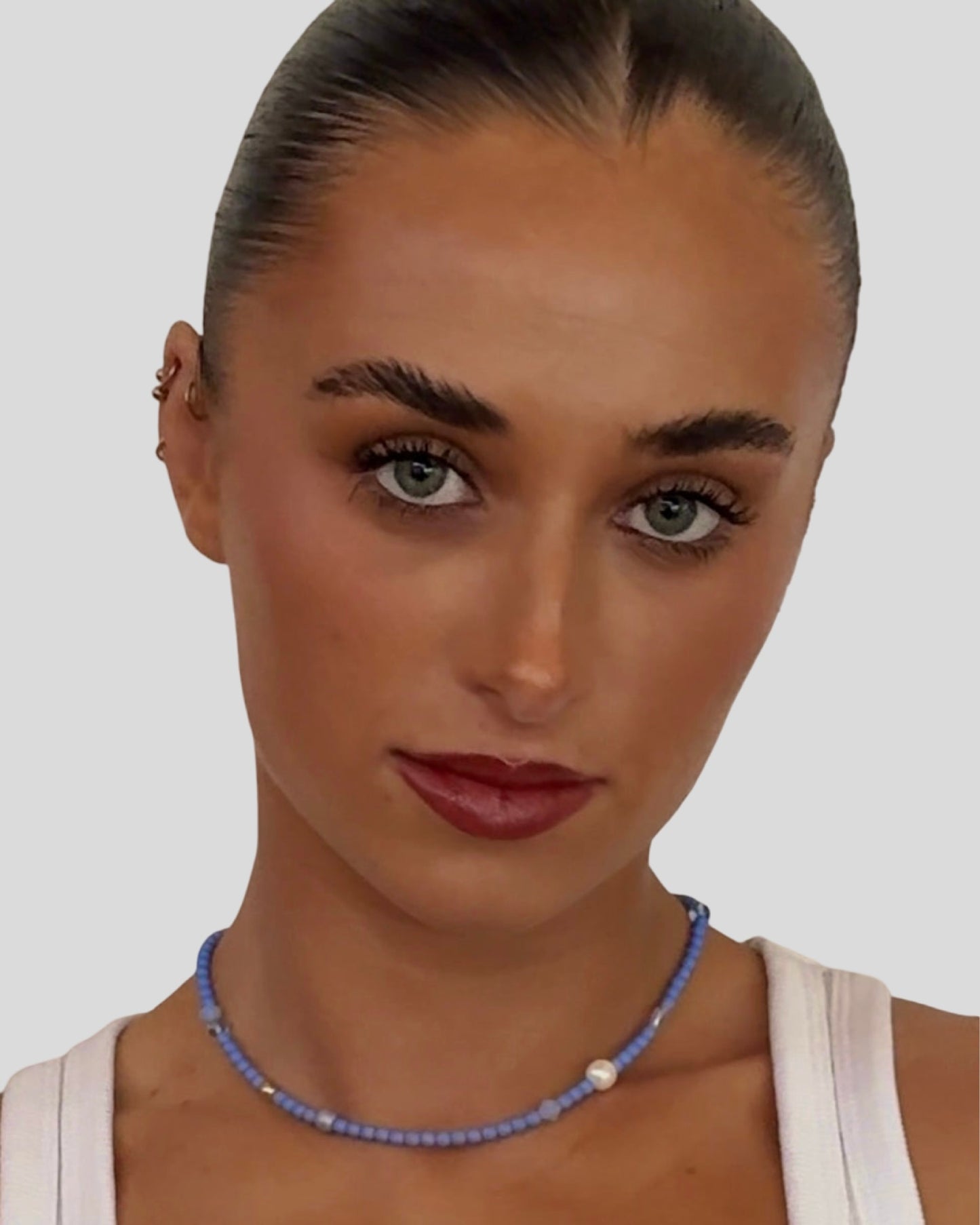 Sherbet drop cornflower blue crystal pearl chocker
