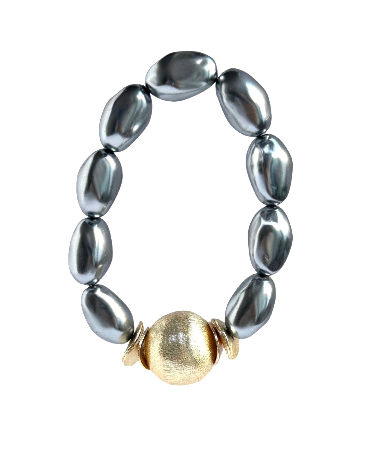 Glenda cobalt grey limited edition Japanese vintage lucite pearl + gold bracelet