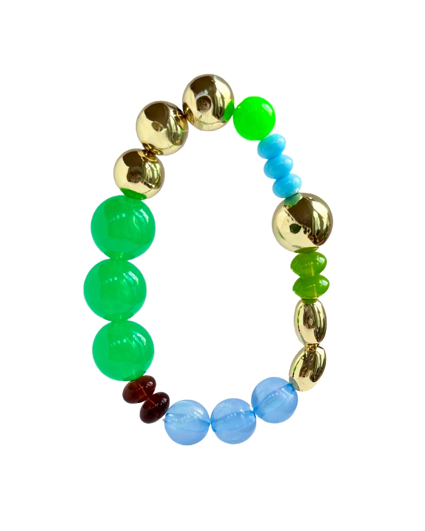 Sea spray crystal,gold, vintage + lucite beaded bracelet