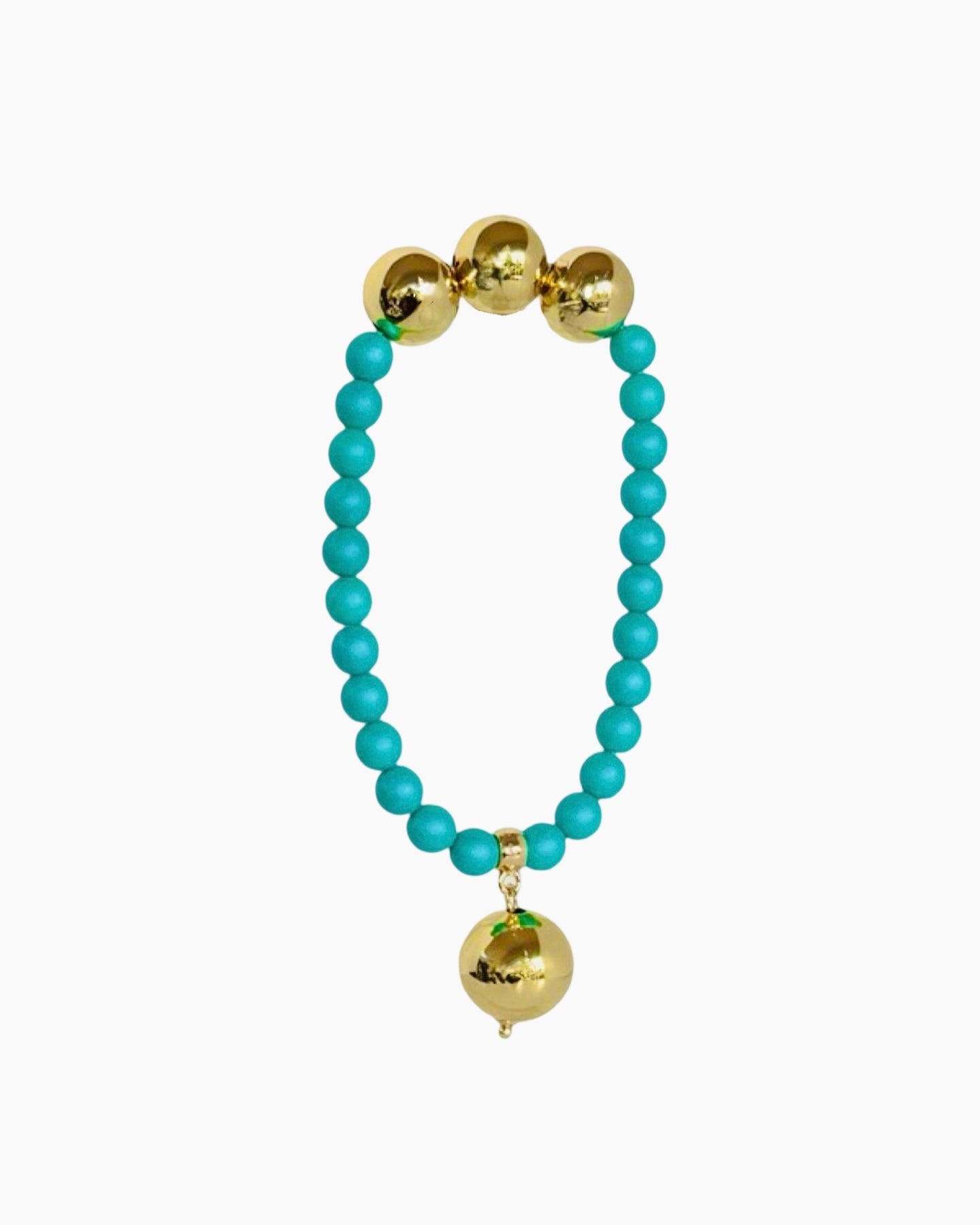 Betty boo iridescent turquoise crystal pearl gold beaded bracelet
