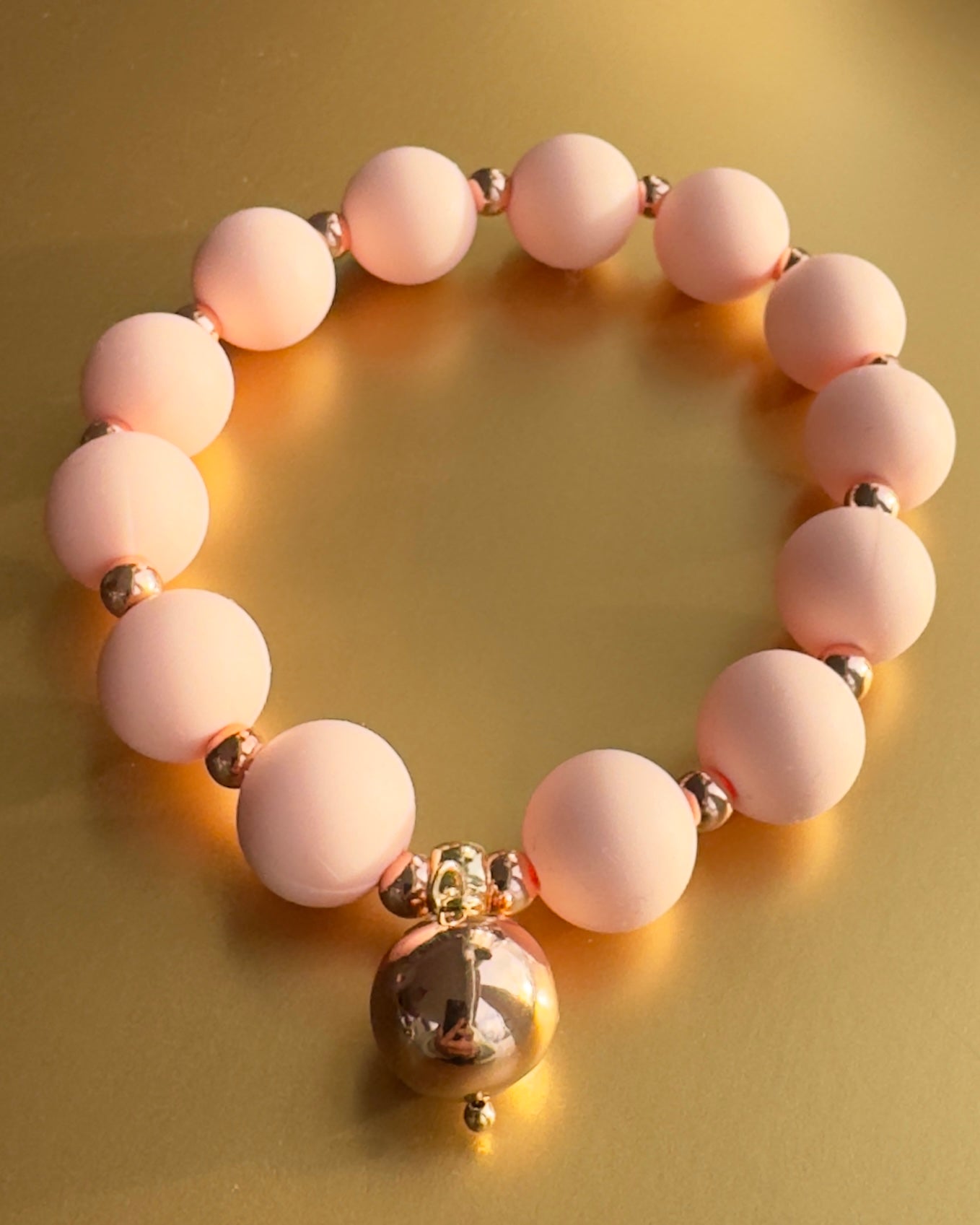 Beau softest pink + 14k rose gold charm bracelet