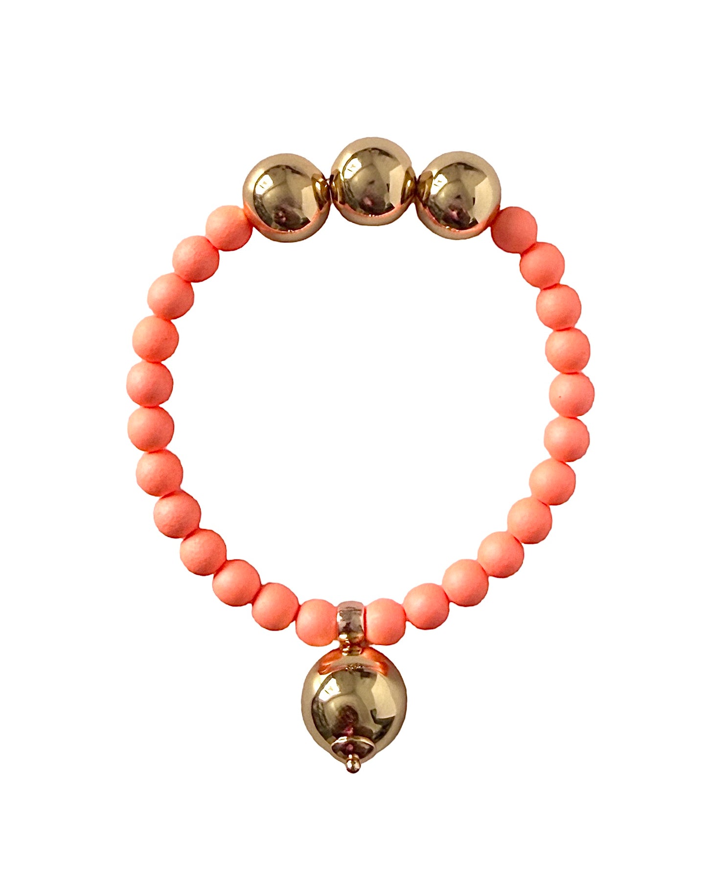 Betty boo peach crystal pearl gold beaded bracelet