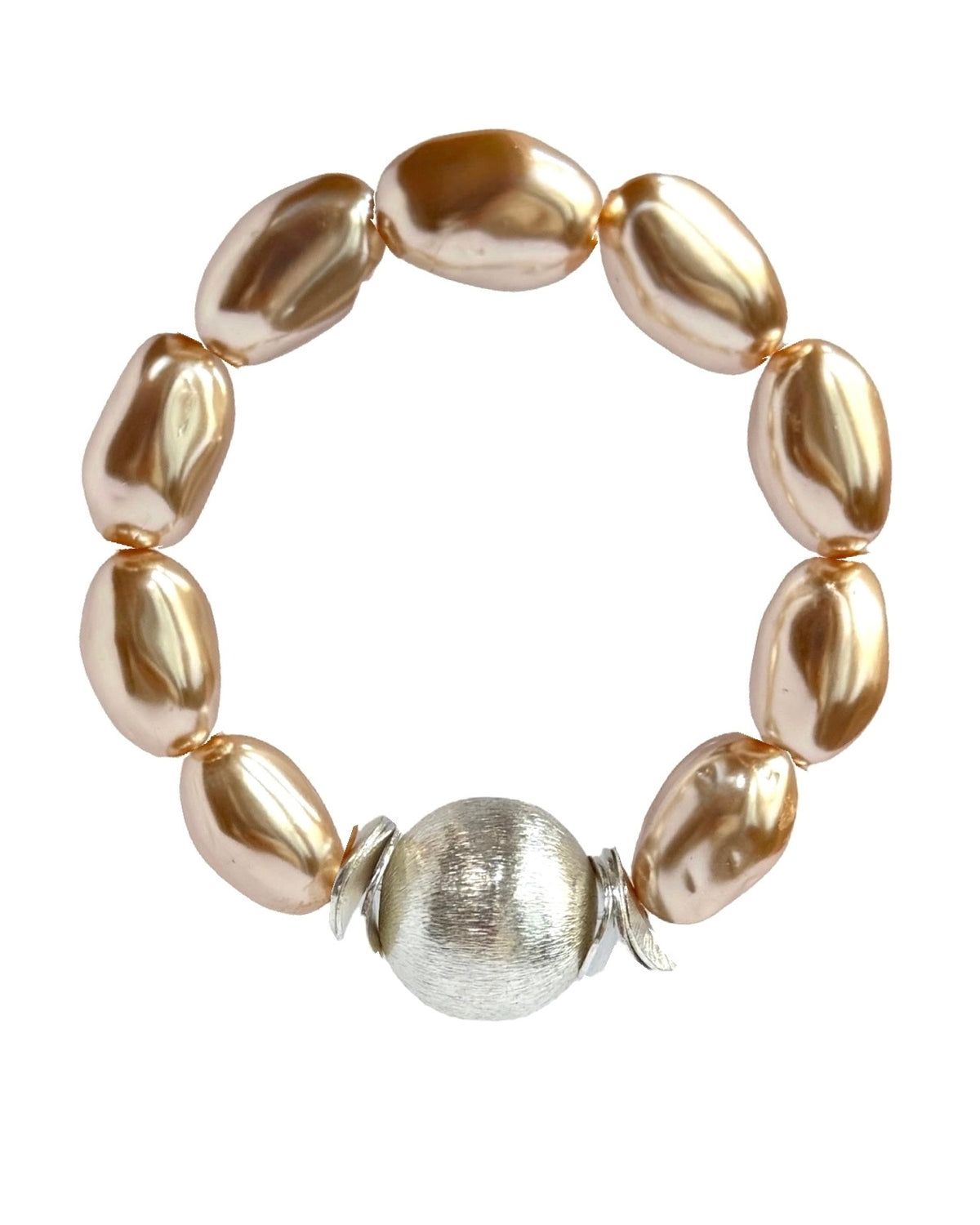 Glenda deepest gold limited edition Japanese vintage lucite pearl + silver bracelet