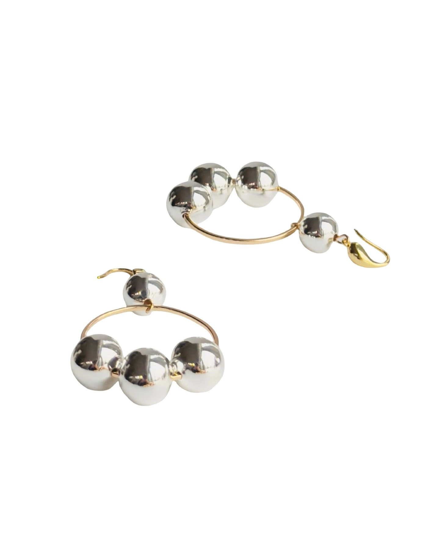 Maline silver gold drop hoop earrings