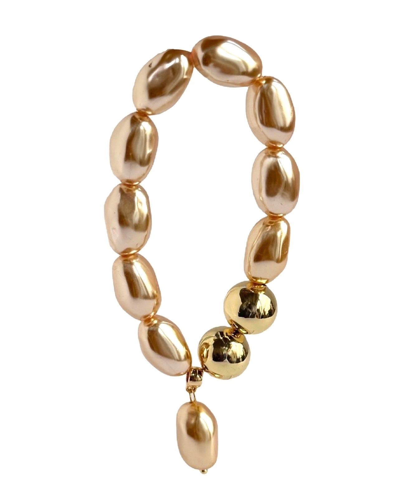 Alba Mocha Vintage Lucite Pearl + Gold Bracelet