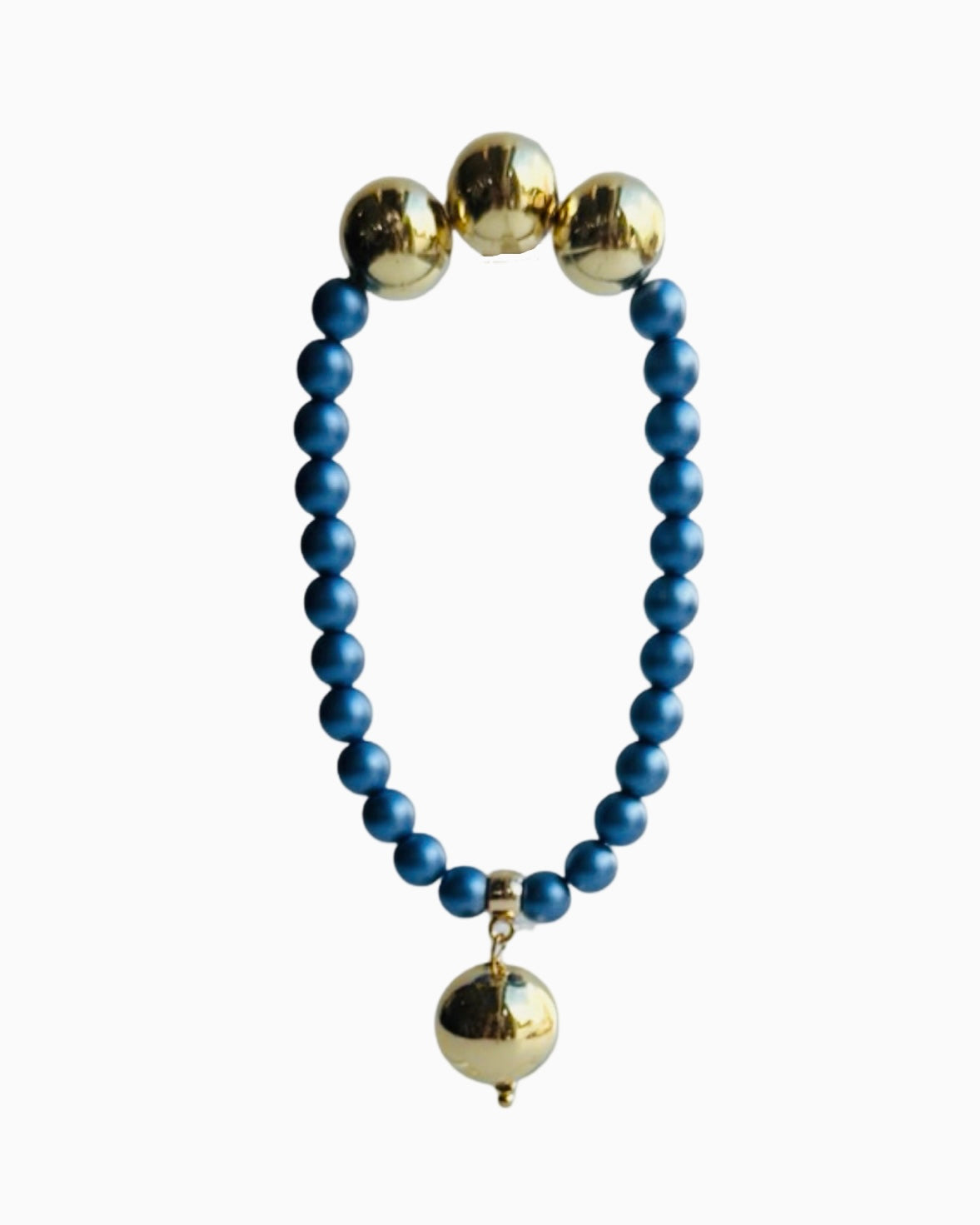Betty boo Sapphire Crystal pearl gold beaded bracelet