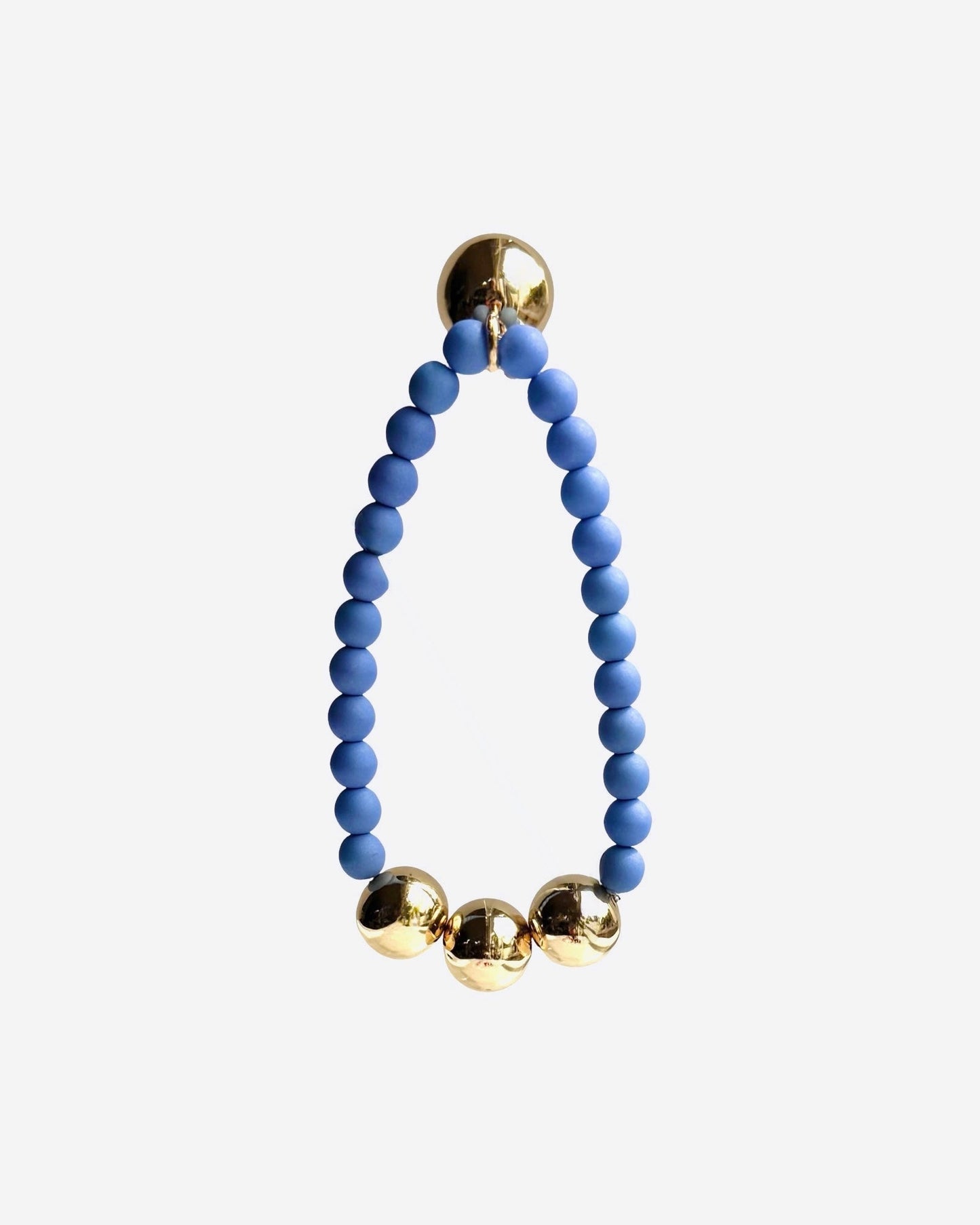 Betty Blue cornflower blue crystal pearl gold beaded bracelet