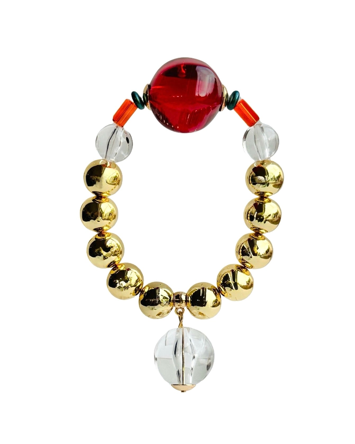 Lolita vintage ruby crystal gold beaded bracelet