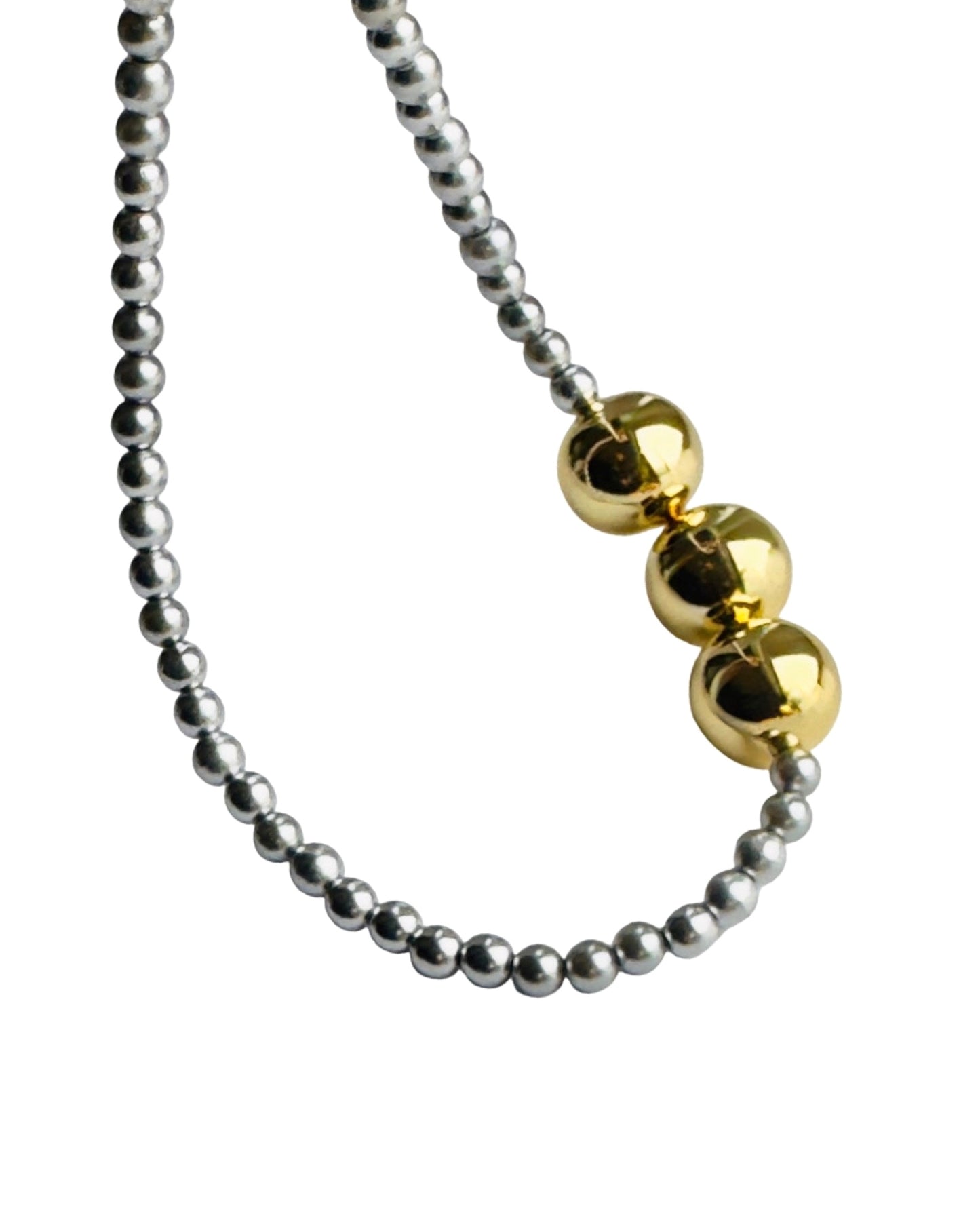 Betty boo silver gold pearl beads necklace