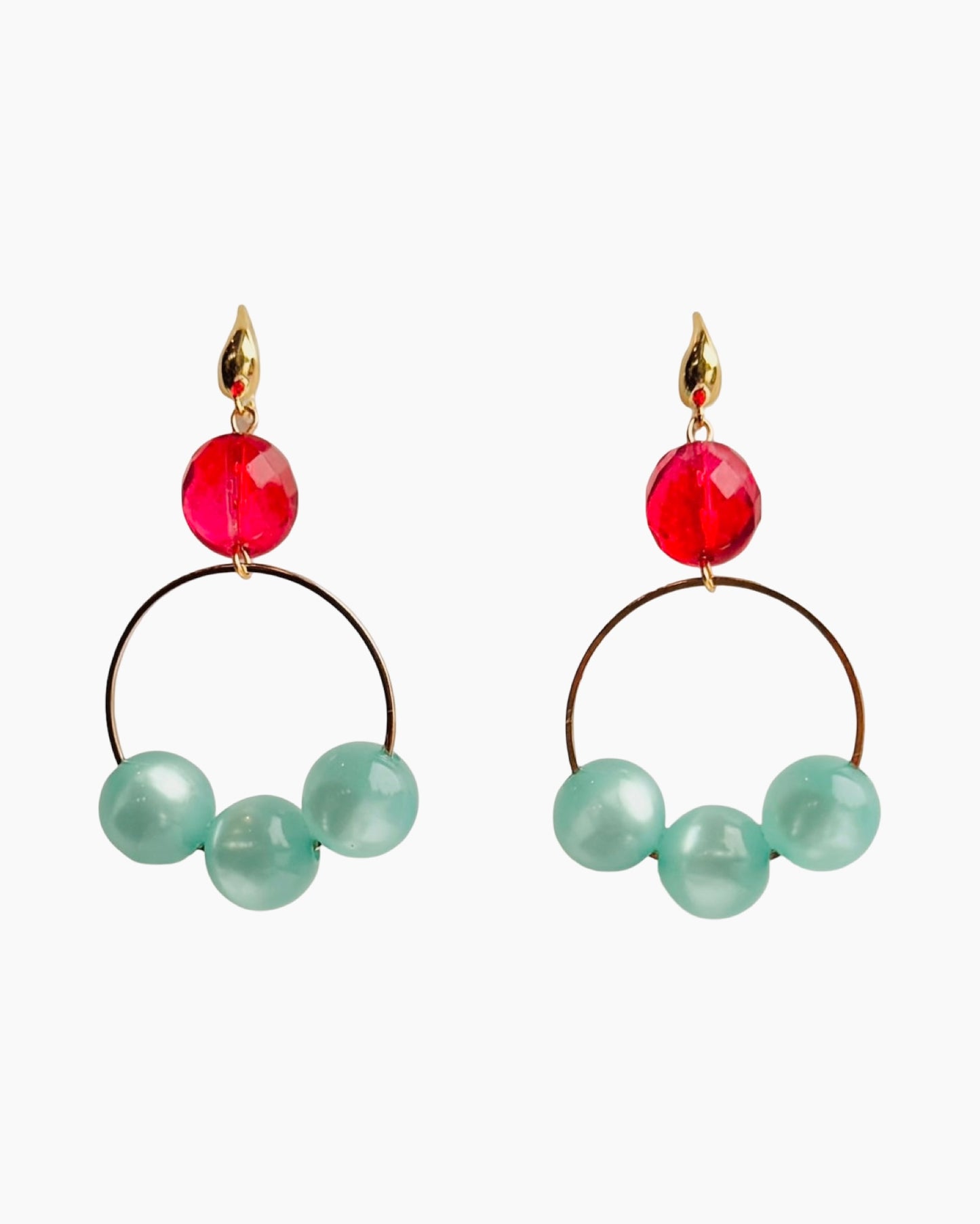 Cherie strawberry + peppermint drop hoop earrings
