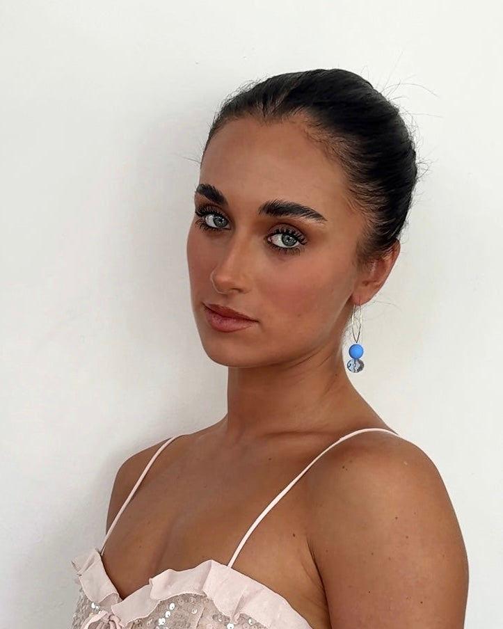 Blue marshmallow magic drop earrings