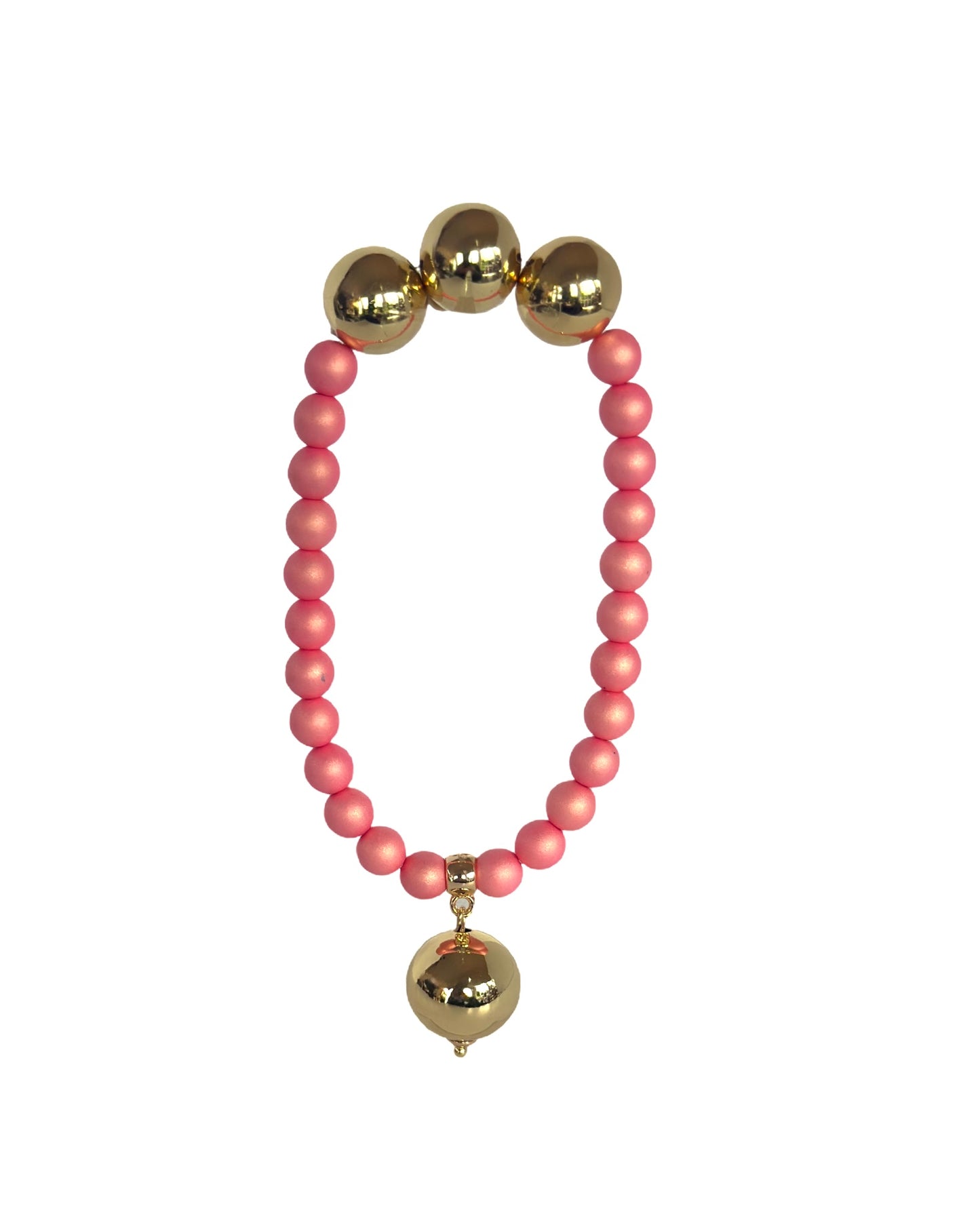 Betty boo soft pink crush crystal pearl gold beaded bracelet