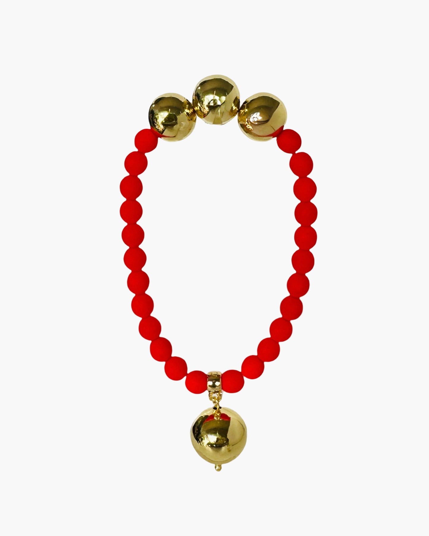 Betty boo rusty red Matt crystal pearl gold drop charm bracelet