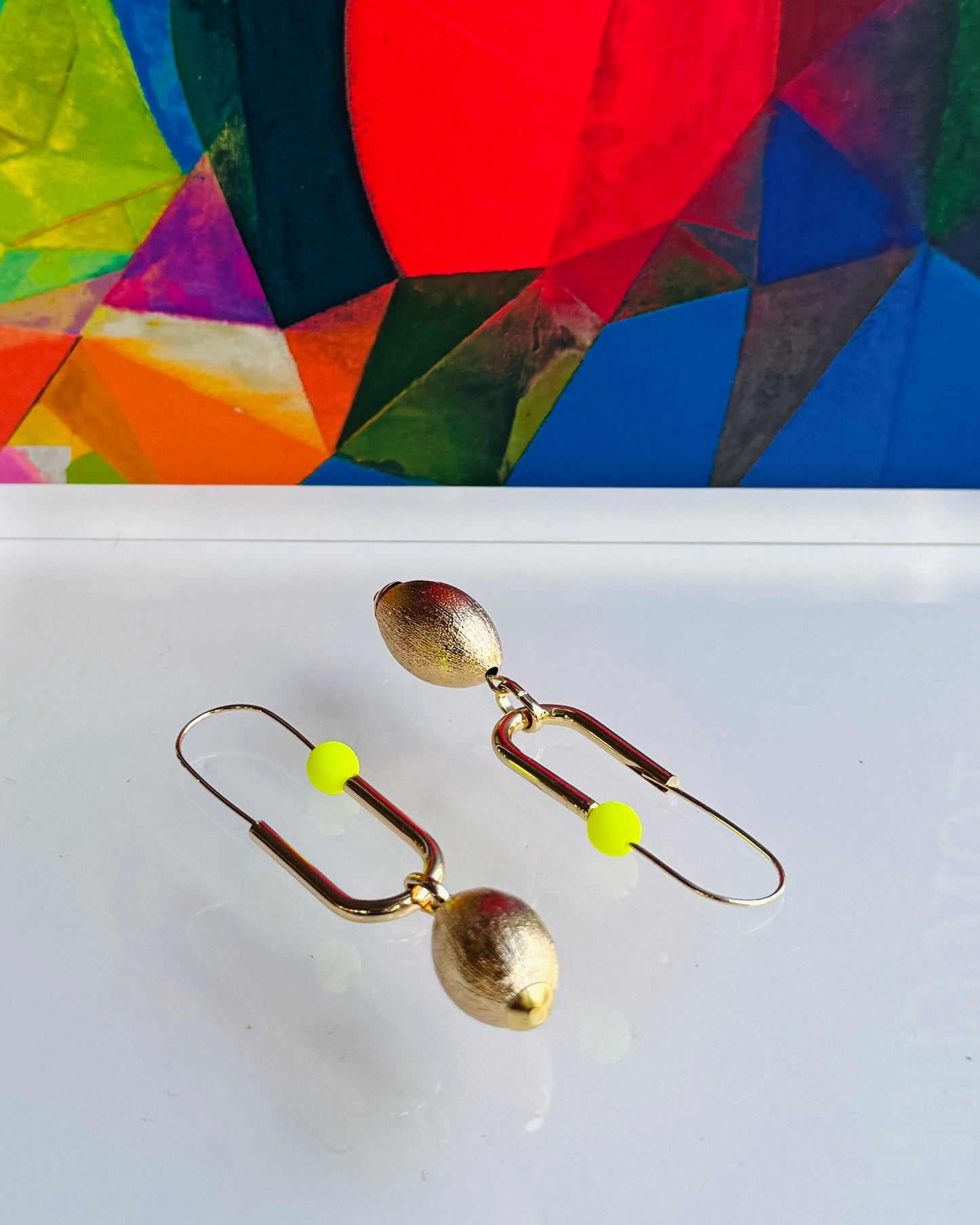 Pearlita pop neon yellow gold multi wear drop earrings