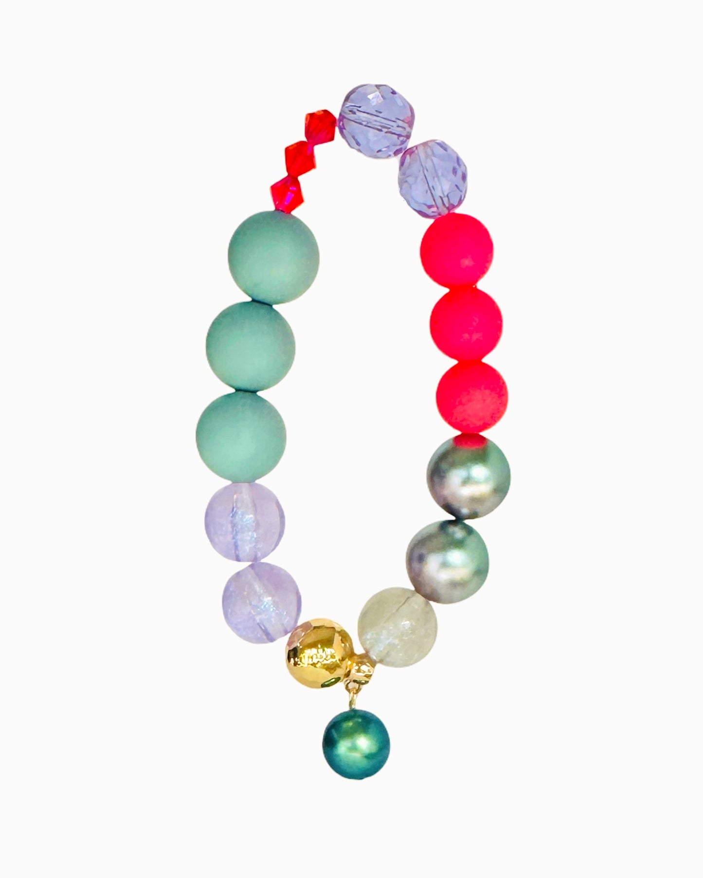 Strawberry dream crystal, beaded bracelet, drop crystal charm