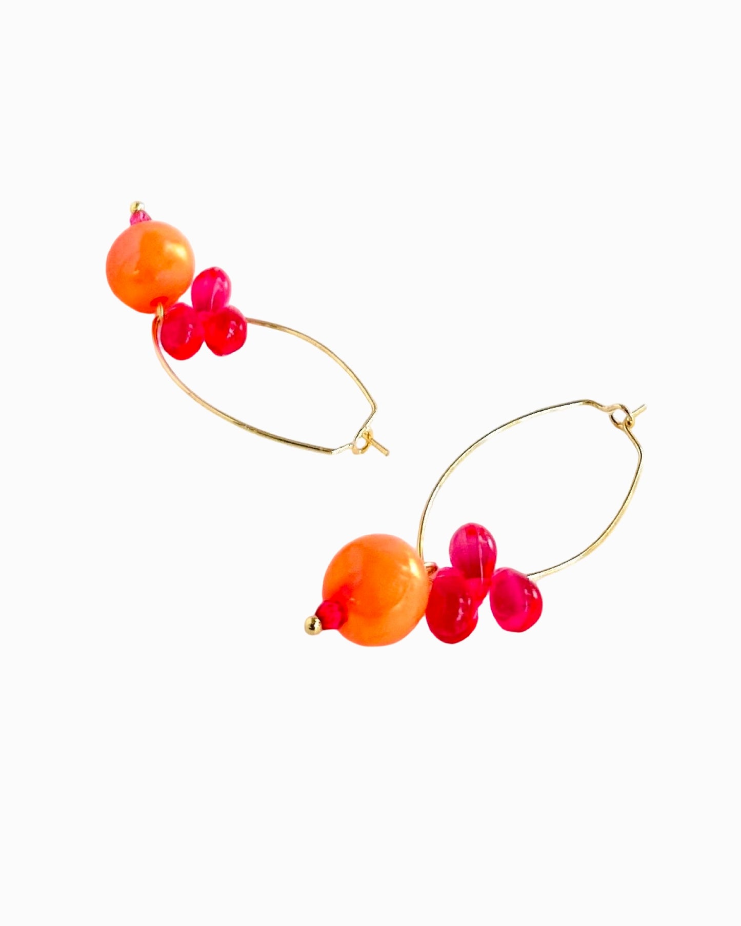 Belinda tangerine + pink drop earrings