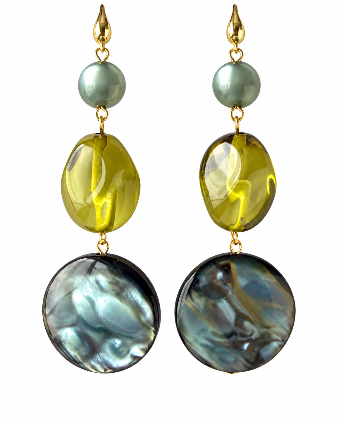 Libby Luxe Olive Green + Smoky Green Earrings