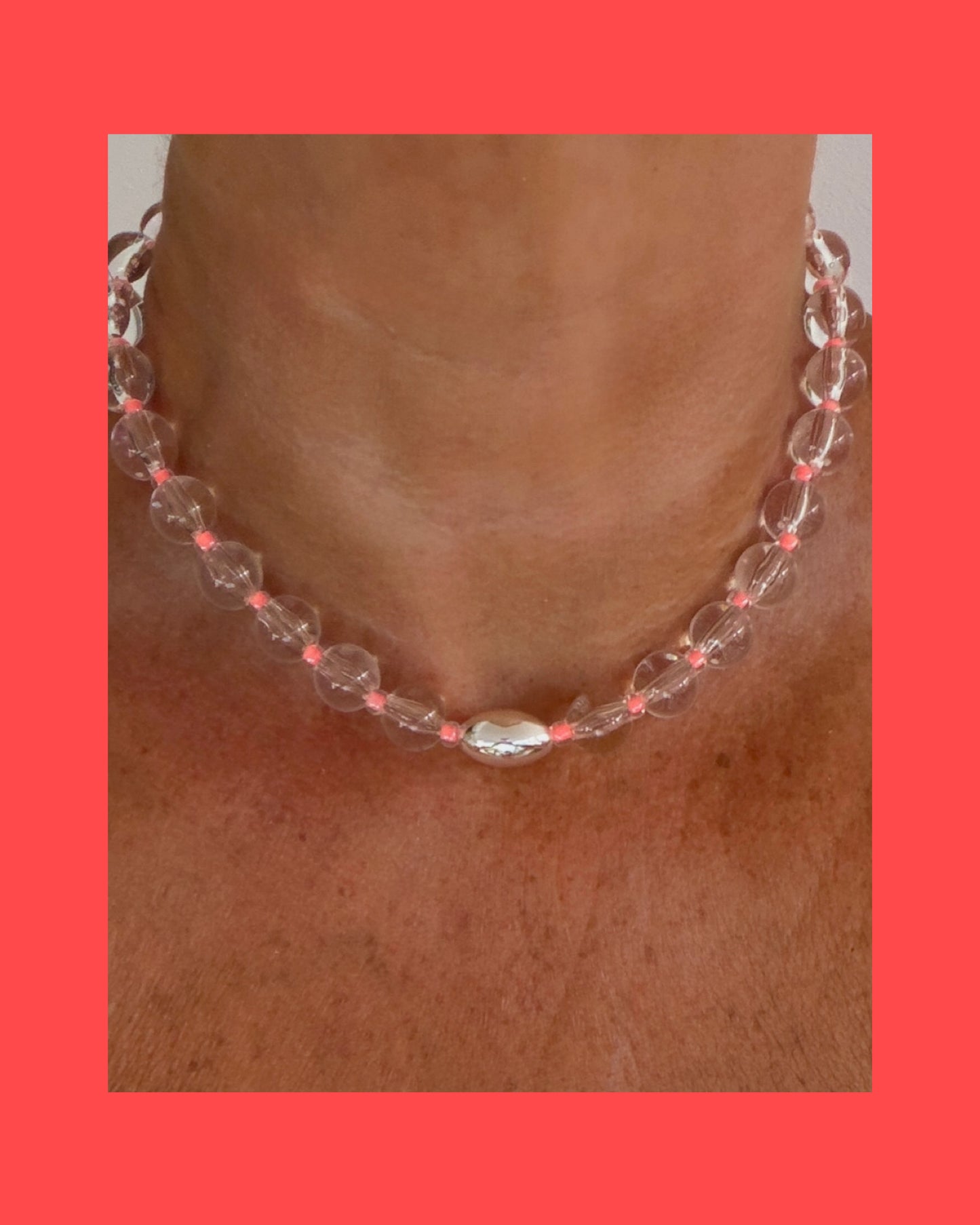 Watermelon Pop Clear + Silver Choker
