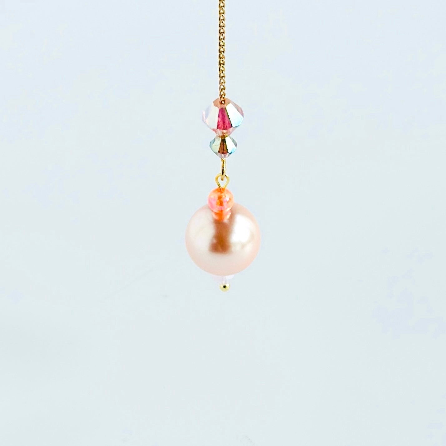 Petra Ballet pink pearl + crystal Threader earrings