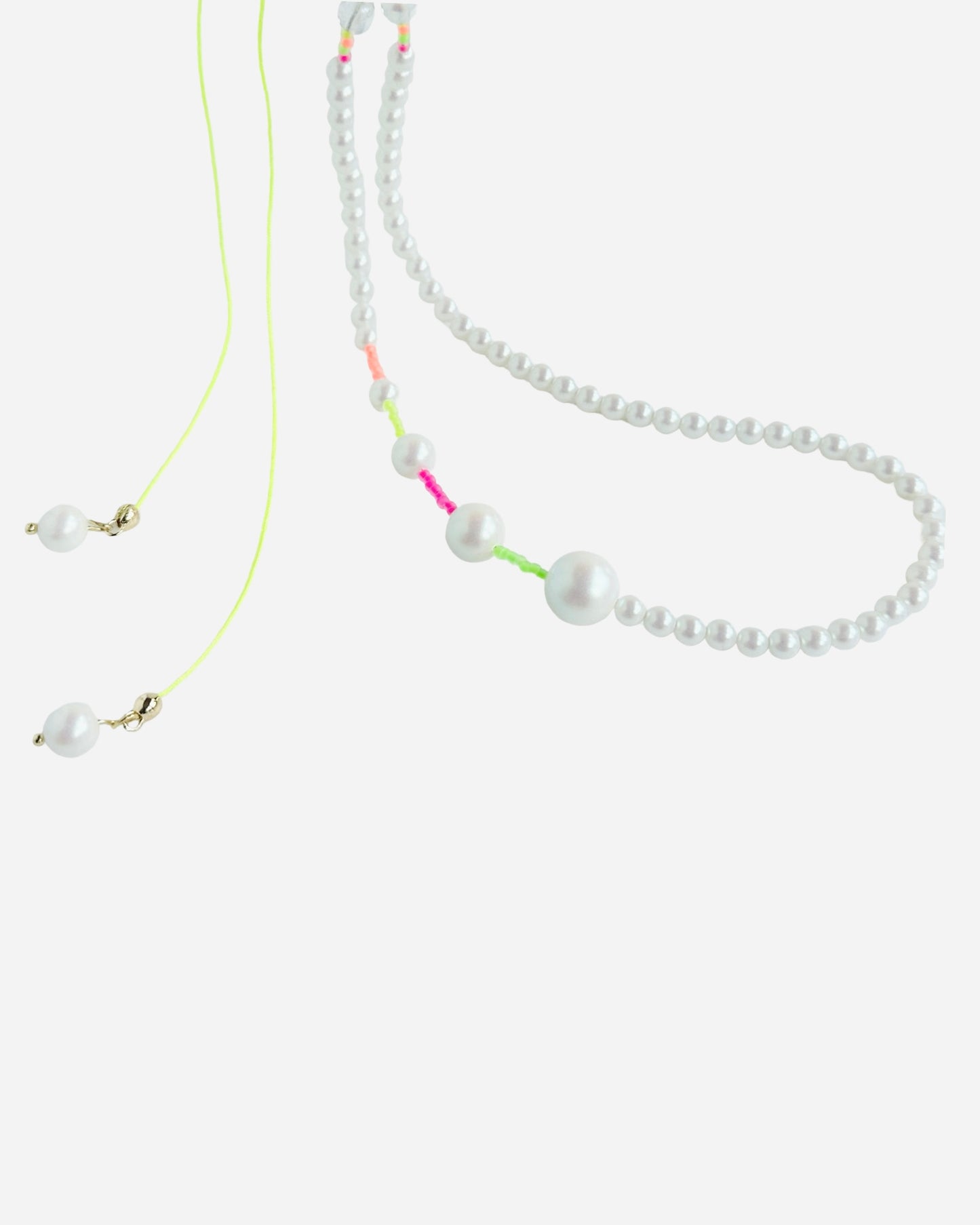 Bowie Pearl + neon bow tie necklace