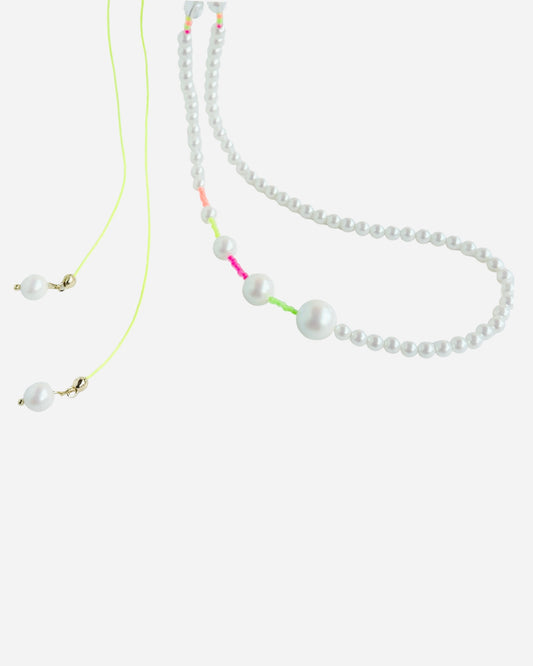 Bowie Pearl + neon bow tie necklace