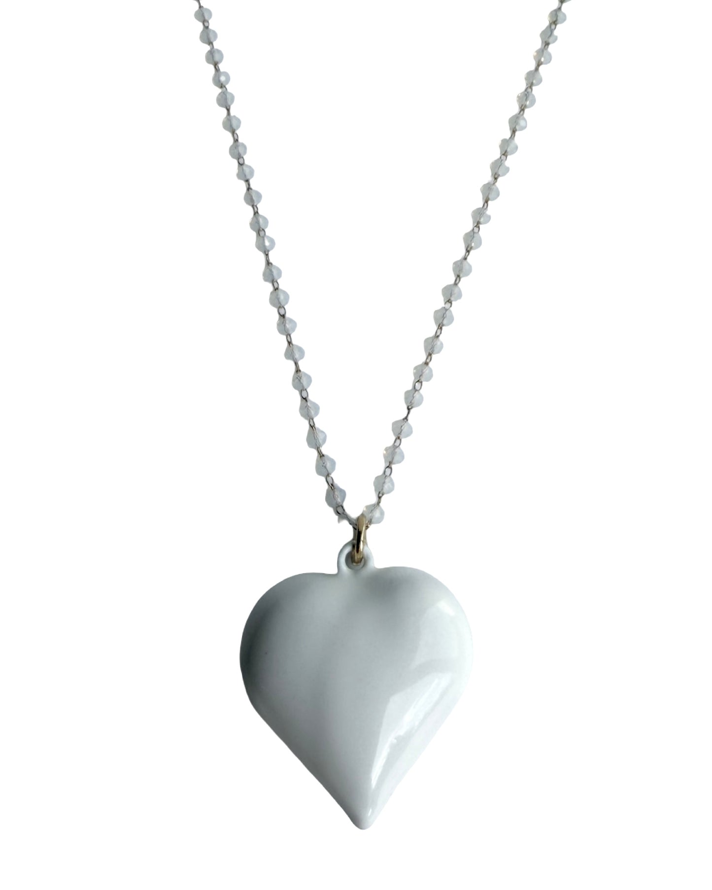 Heart to heart white gold filled pendant necklace