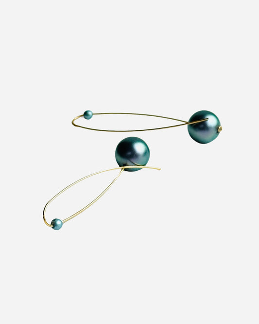 Lola lush deep turquoise blue large crystal pearl drop earrings