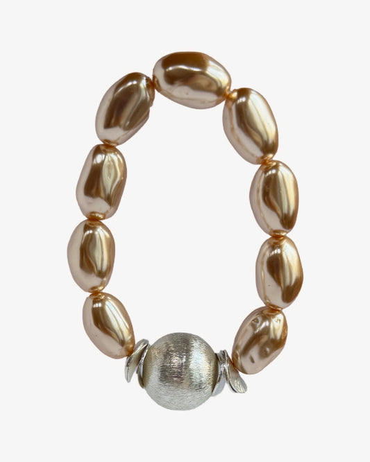Glenda deepest gold Japanese vintage lucite pearl + silver bracelet