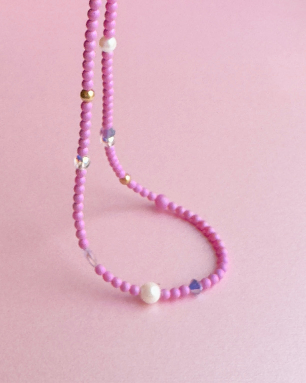 Sherbet drop mauve crystal pearl chocker