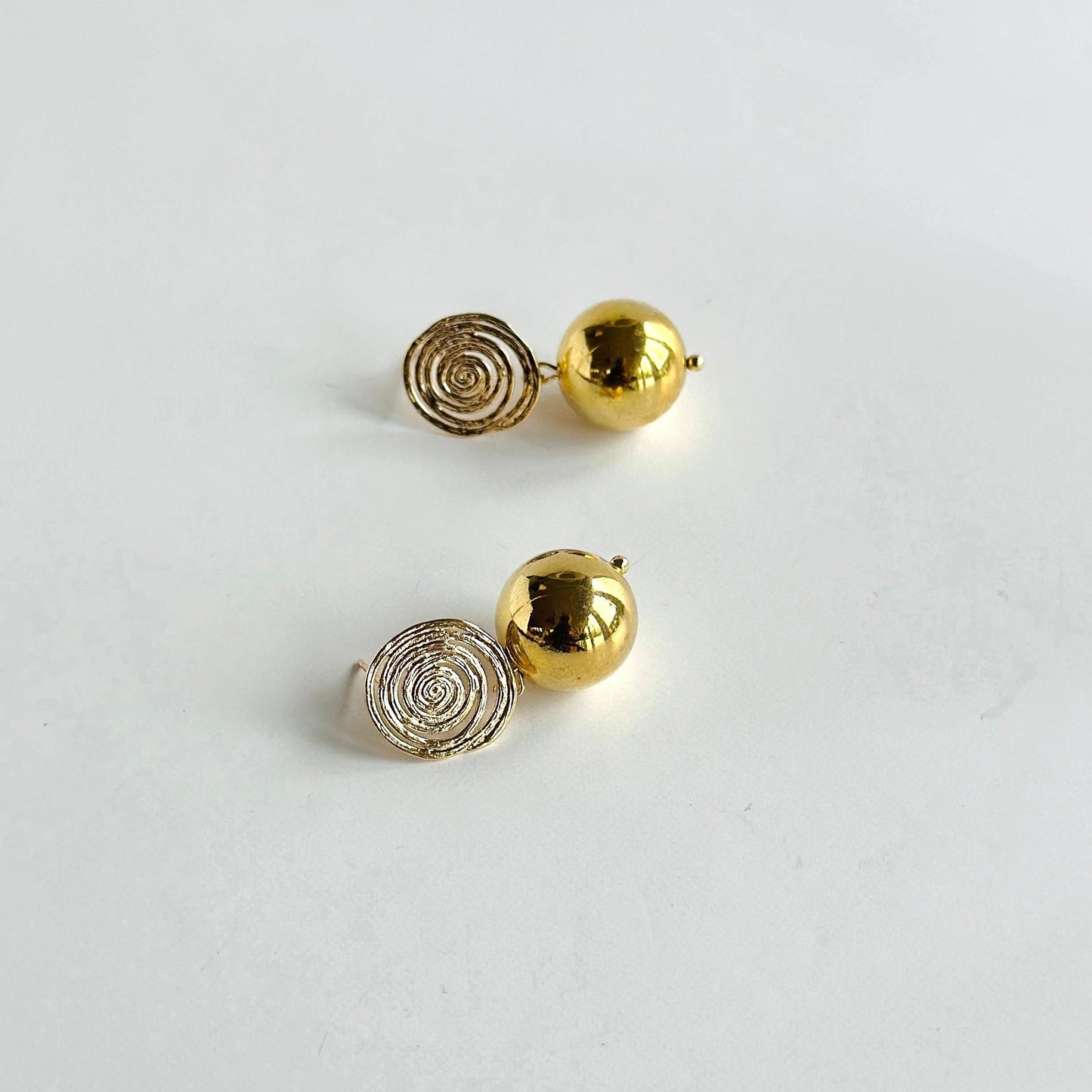 Vintage gold beaded swirl Earrings