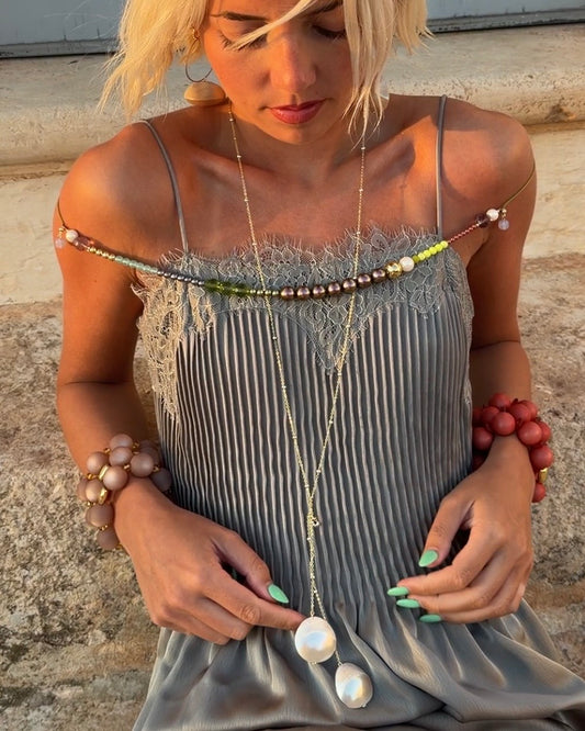 Nalu Vintage Shell Soft Grey Pearl Necklace