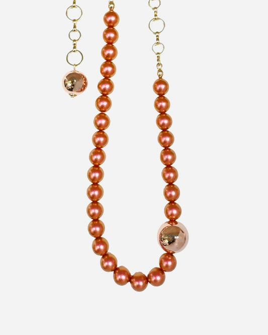Glenda bronze Tahiti crystal pearl, rose gold + gold chain chocker
