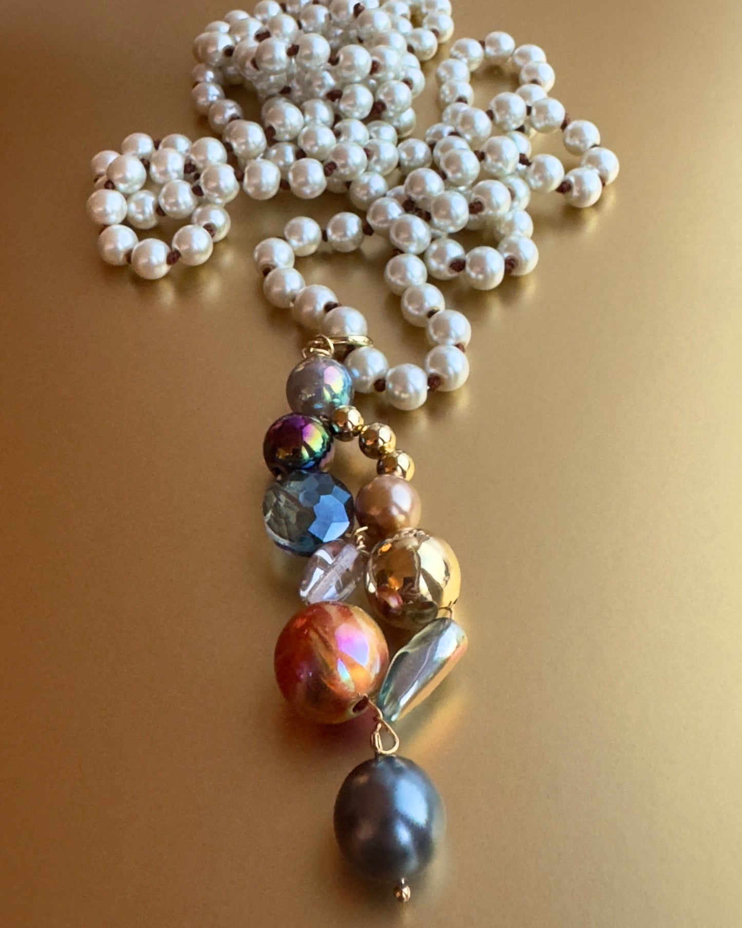 Vivienne pearl long wrap pendant necklace