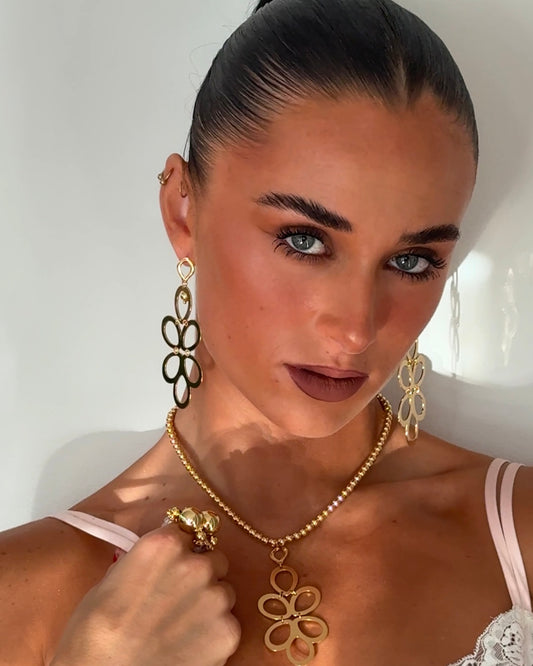 Pam gold filled drop pendant + beaded necklace