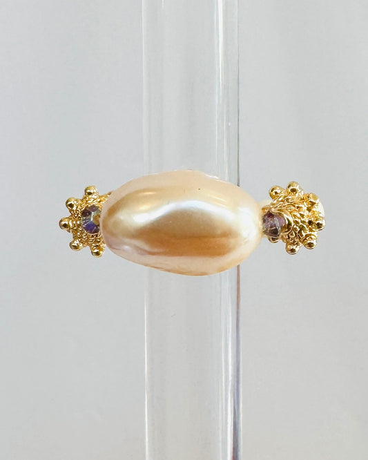 Clotted cream vintage pearl ring